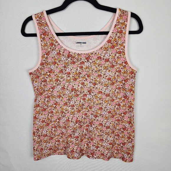 Lands' End Tops - Lands' End‎ Pink Floral Tank Top XS